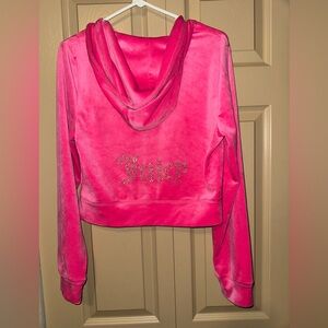 Juicy Couture OG Big Bling velour hoodie in the color "Hot Pink/Silver"